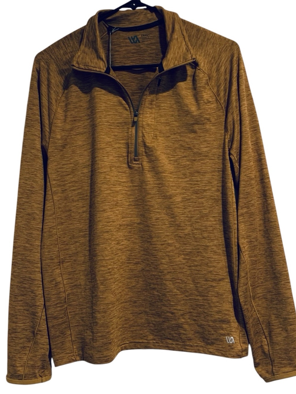 VRST Men's Run Warm 1/2 zip Long Sleeve Pullover Heathered Brown Small
